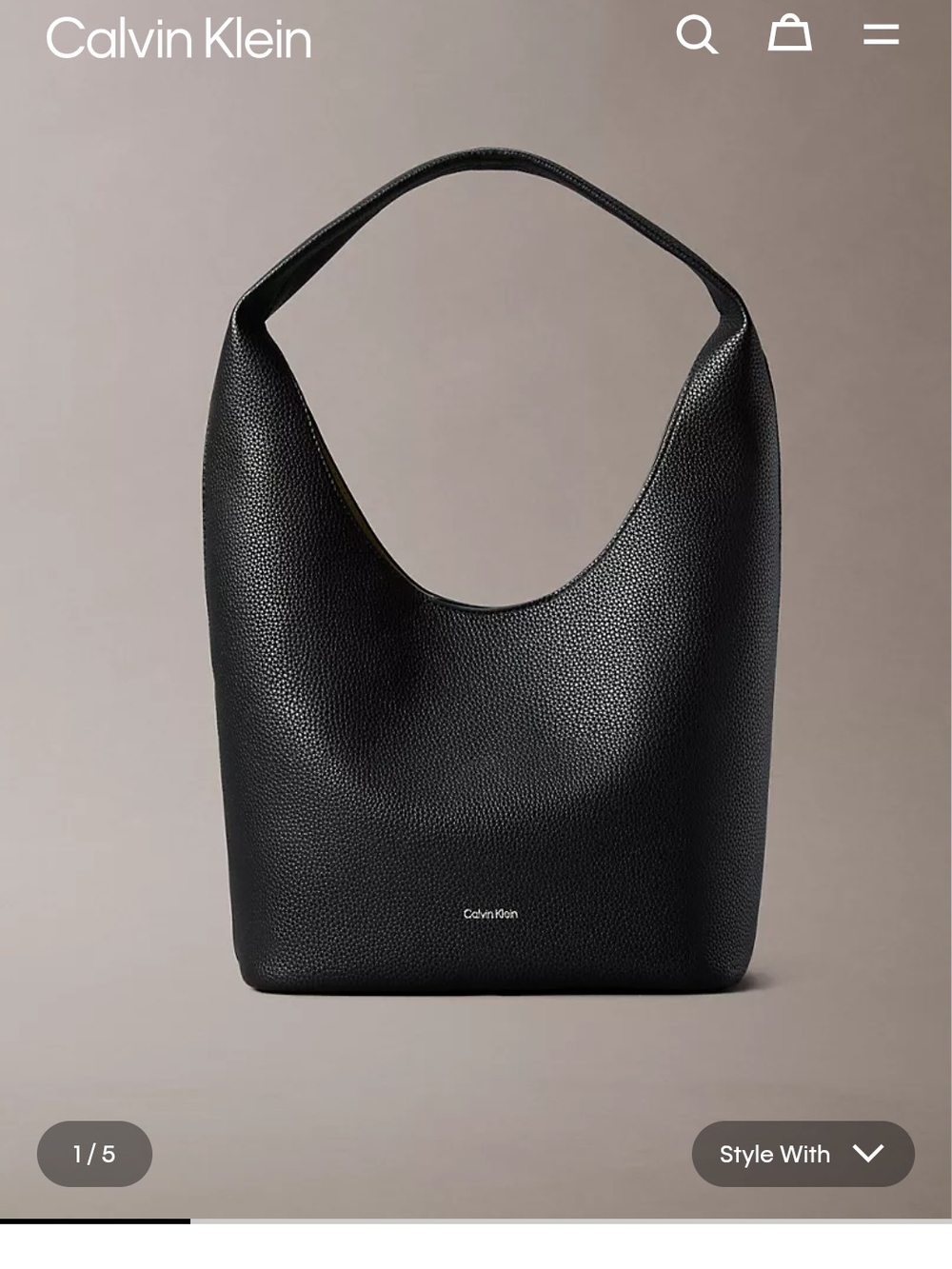 Calvin Klein Black Pebbled Slouchy Bag
